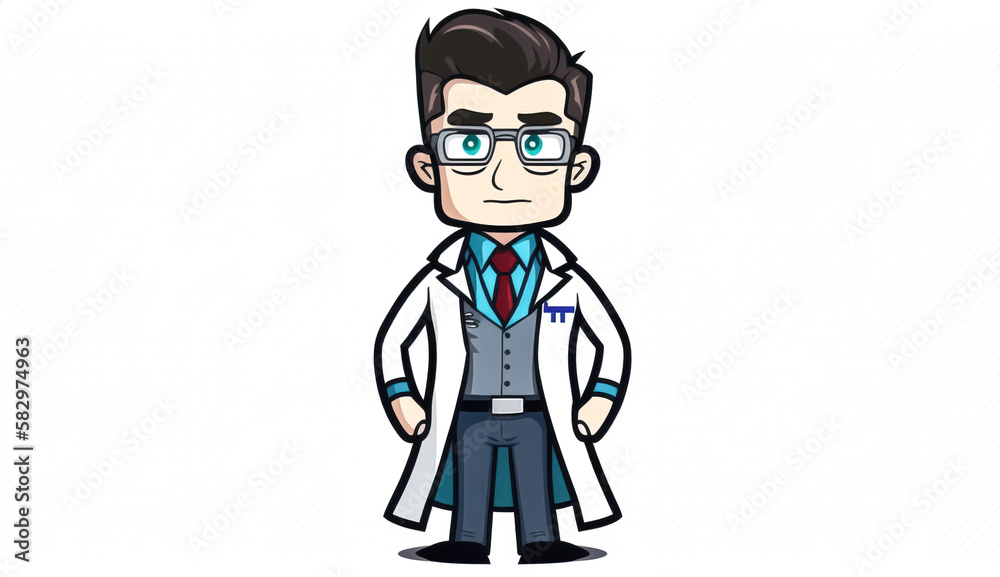 Serious male doctor on a white background, generative AI. Serious male doctor on a white background, generative AI.
