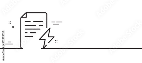 Power certificate line icon. Electric energy document sign. Charge manual symbol. Minimal line illustration background. Power certificate line icon pattern banner. White web template concept. Vector