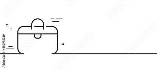 Handbag line icon. Hand baggage sign. Travel carry-on bag symbol. Minimal line illustration background. Handbag line icon pattern banner. White web template concept. Vector