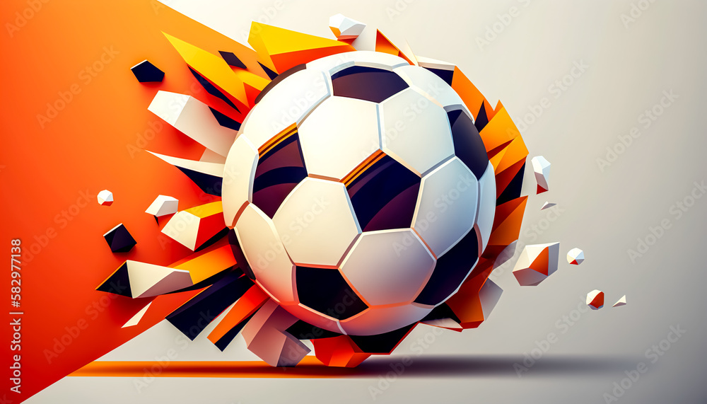 Obraz premium Creative illustration with soccer ball, generative AI.
