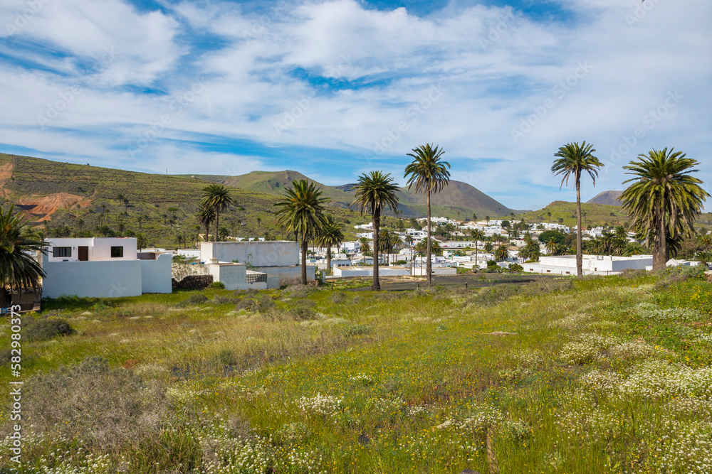 Landscape view on the small town of Haria on the Spanish Canary island Lanzarote. Landscape view on the small town of Haria on the Spanish Canary island Lanzarote.