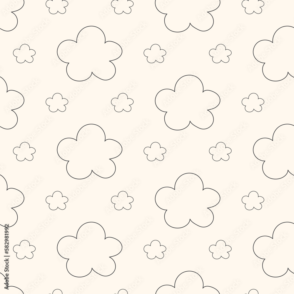 A seamless pattern with clouds on a beige background. vector pattern with abstract shapes in the form of clouds or flowers. linear repeating pattern for decor, textiles, wallpaper A seamless pattern with clouds on a beige background. vector pattern with abstract shapes in the form of clouds or flowers. linear repeating pattern for decor, textiles, wallpaper