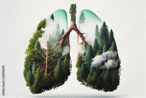 Green Lung illustration for a better World , non smoking better health , world photo