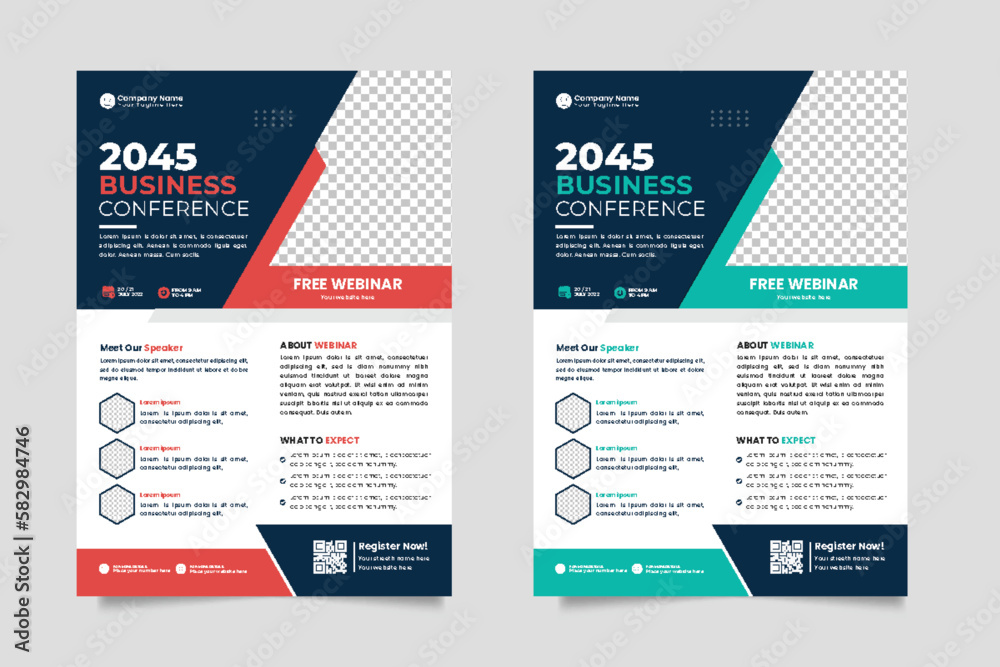 Obraz premium vector corporate business conference flyer template or online business conference template