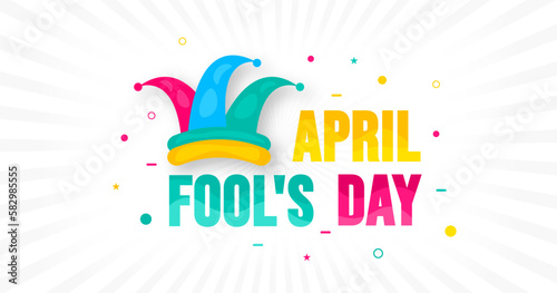 April fools day background, or banner design template with funny prank illustration vector for April fools day event 1 April celebration. April fools day colorful typography design.