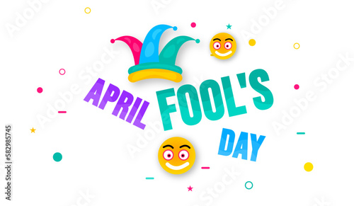 April fools day background, or banner design template with funny prank illustration vector for April fools day event 1 April celebration. April fools day colorful typography design.