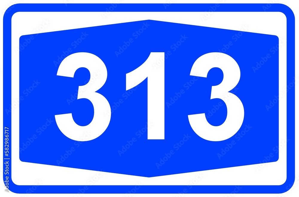 Illustration eines Autobahnschildes der Autobahn 313 in Deutschland Illustration eines Autobahnschildes der Autobahn 313 in Deutschland