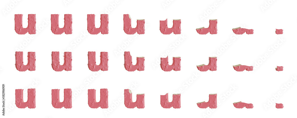 Naklejka premium Milk strawberry with Almonds and Vanilla Ice Cream Bars u-shaped, 3D rendering