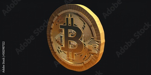 Bitcoin token, logo 3D with dark background