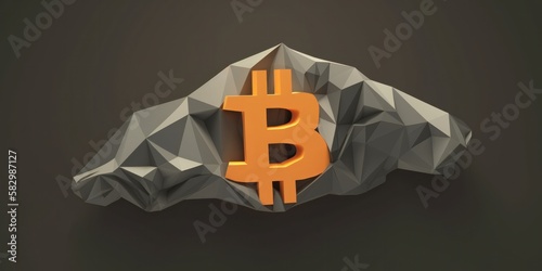 Bitcoin token, mining, representative of cryptocurrency , in dark background
