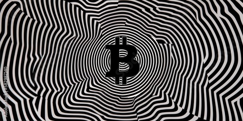 Hypnotic Bitcoin, black and white