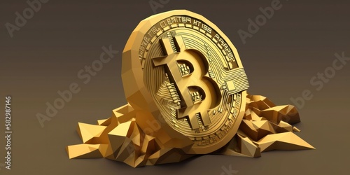 Bitcoin token, mining, representative of cryptocurrency 