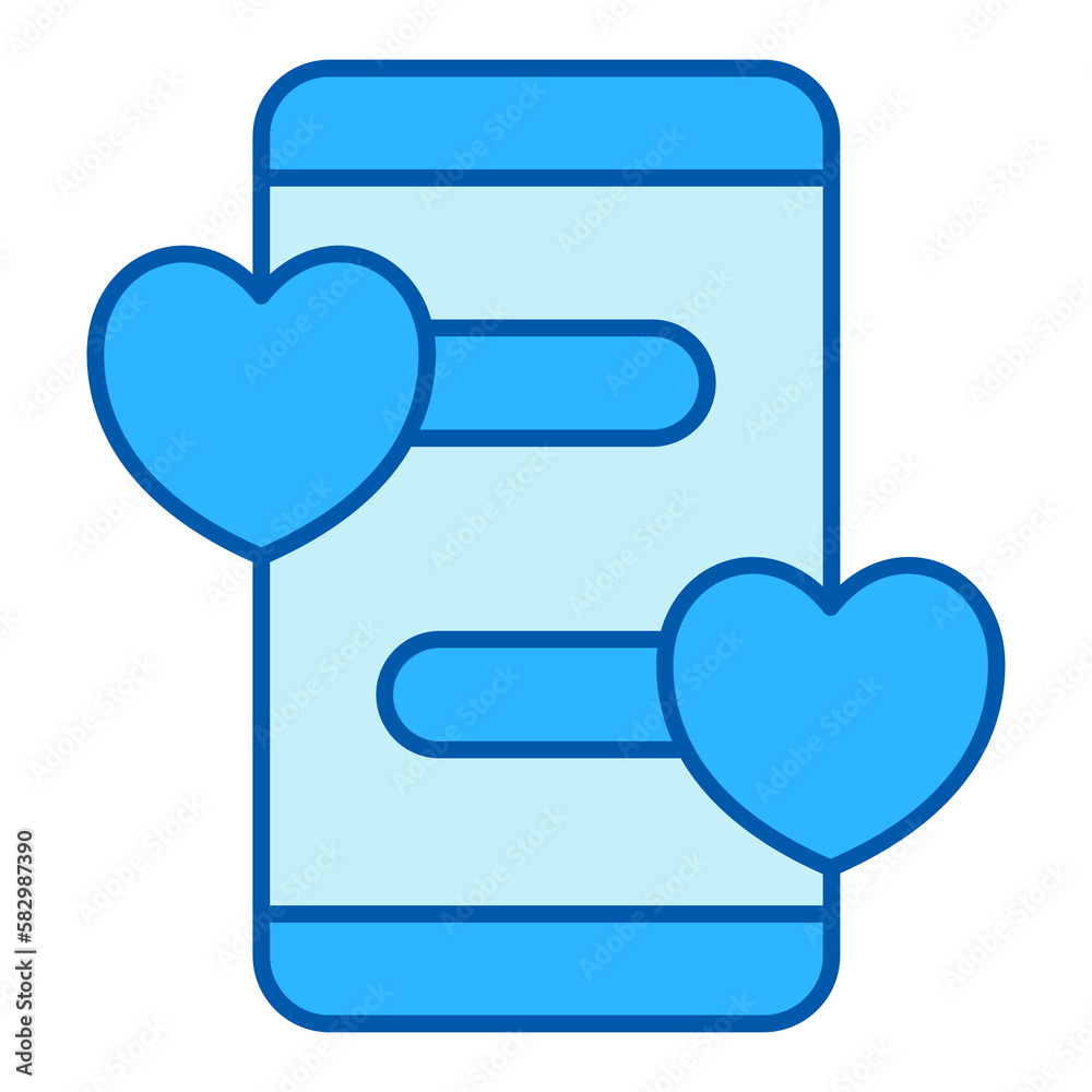 Love text on smartphone screen - icon, illustration on white background, color style Love text on smartphone screen - icon, illustration on white background, color style