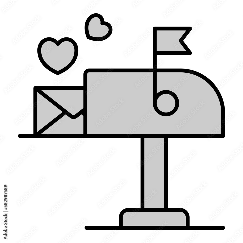 Love letter in the mailbox - icon, illustration on white background, grey style Love letter in the mailbox - icon, illustration on white background, grey style