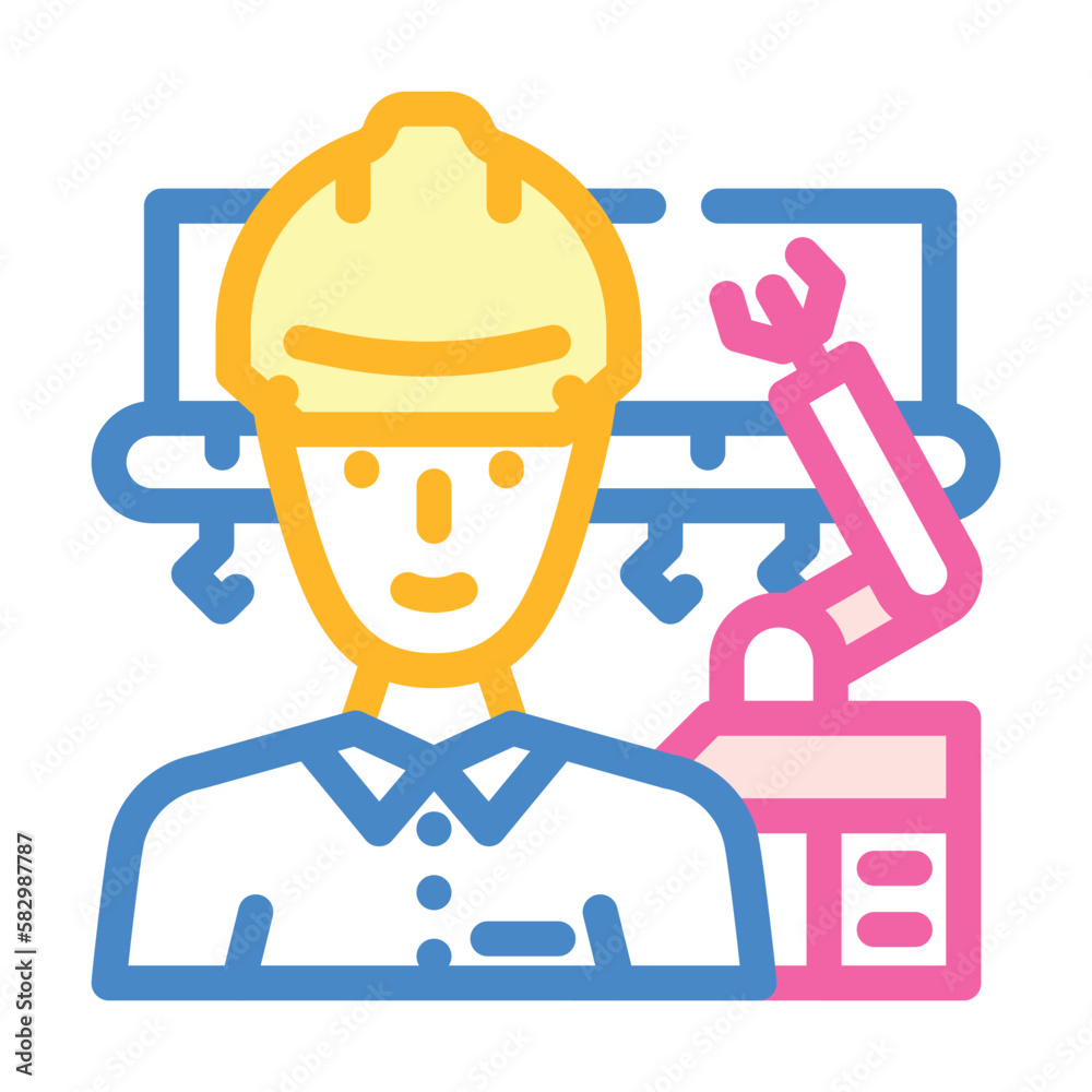 industrial engineer color icon vector illustration
