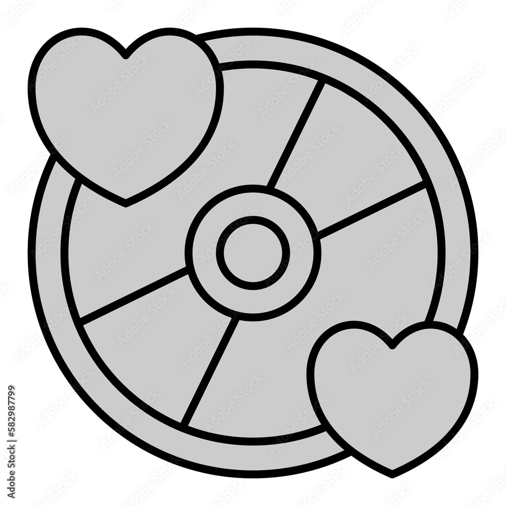 Naklejka premium Melody of Love on CD - icon, illustration on white background, grey style