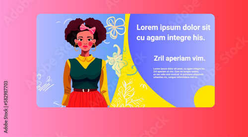 beautiful african american woman young girl posing in casual clothes mothers day card template