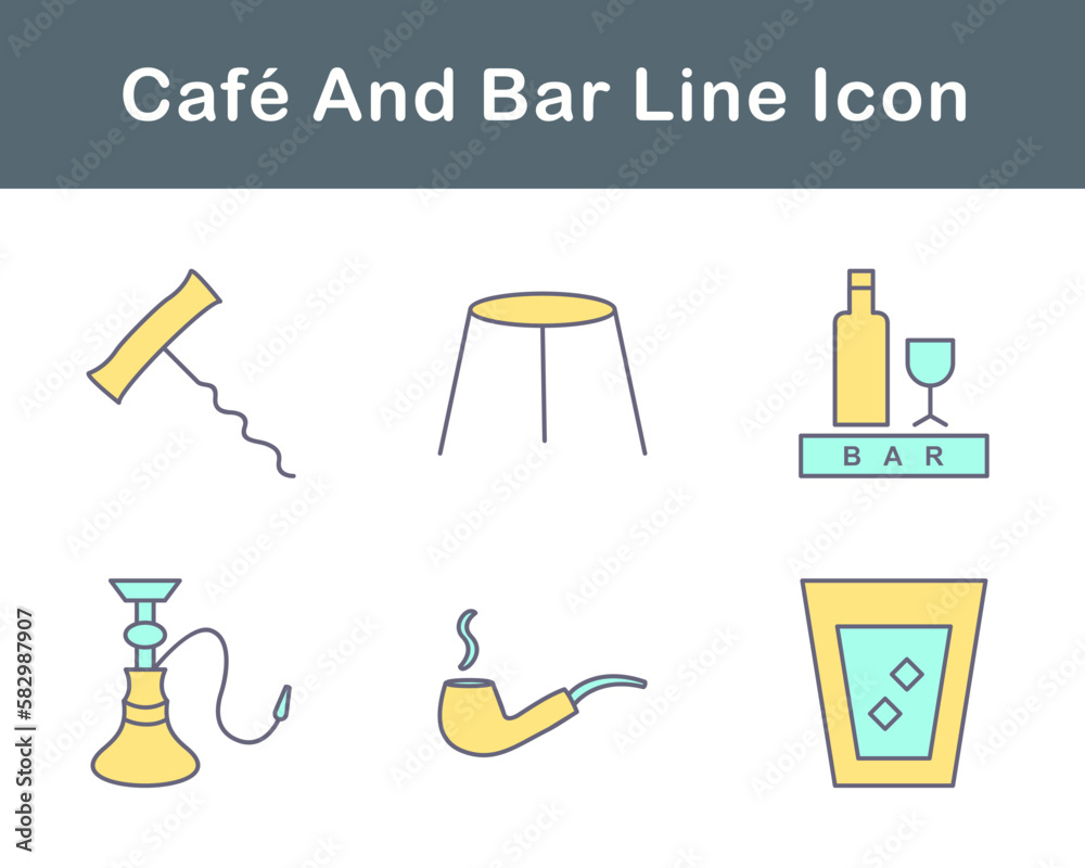 Fototapeta premium Cafe And Bar Vector Icon Set