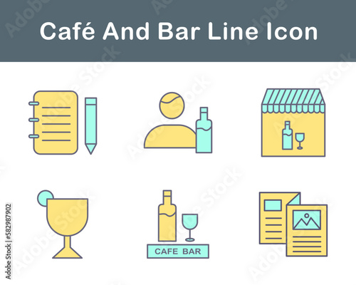 Cafe And Bar Vector Icon Set