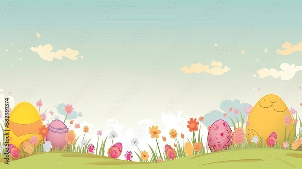 Easter Banner with plenty of copy space - Created with generative AI technology