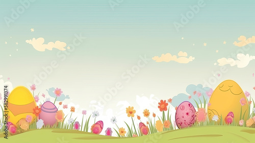Easter Banner with plenty of copy space - Created with generative AI technology