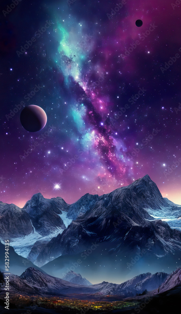 Planet galaxy view, smartphone wallpaper, (generated ai) Planet galaxy view, smartphone wallpaper, (generated ai)