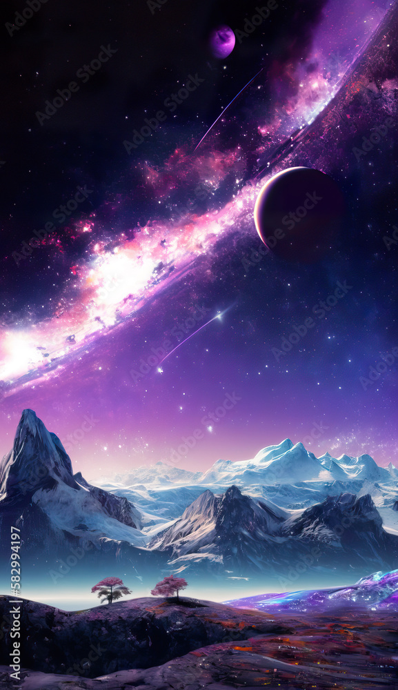 Planet galaxy view, smartphone wallpaper, (generated ai)