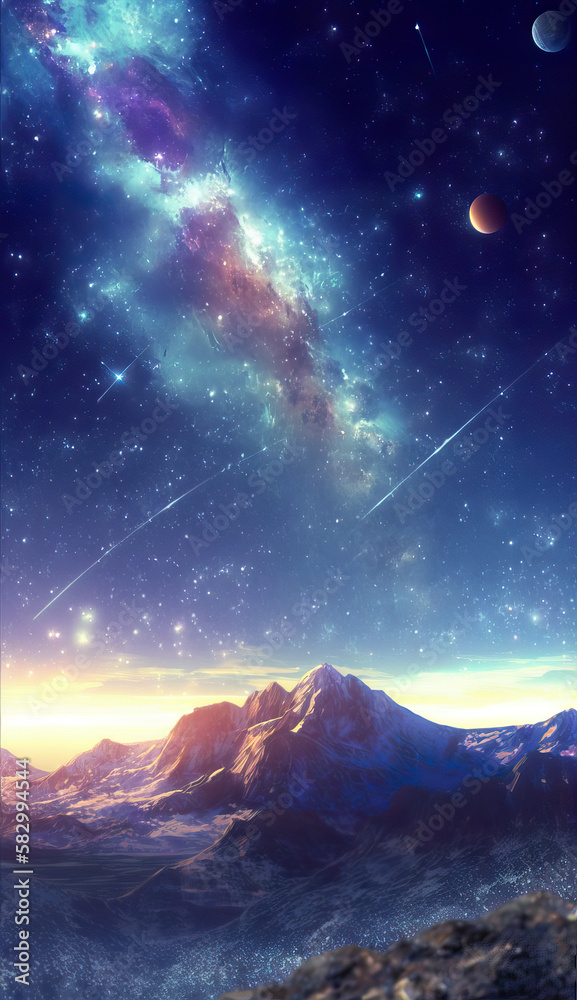 Planet galaxy view, smartphone wallpaper, (generated ai)