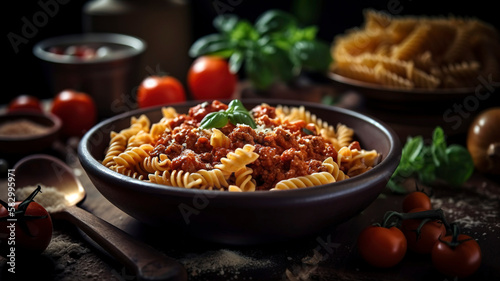 Scrumptious Bolognese Pasta with a Touch of Red Pepper Flakes and Parmesan