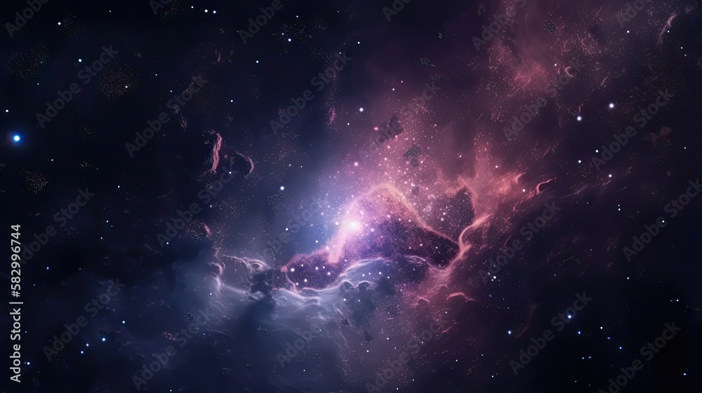 Naklejka premium Stars in deep space surrounded by a nebula. Generative AI