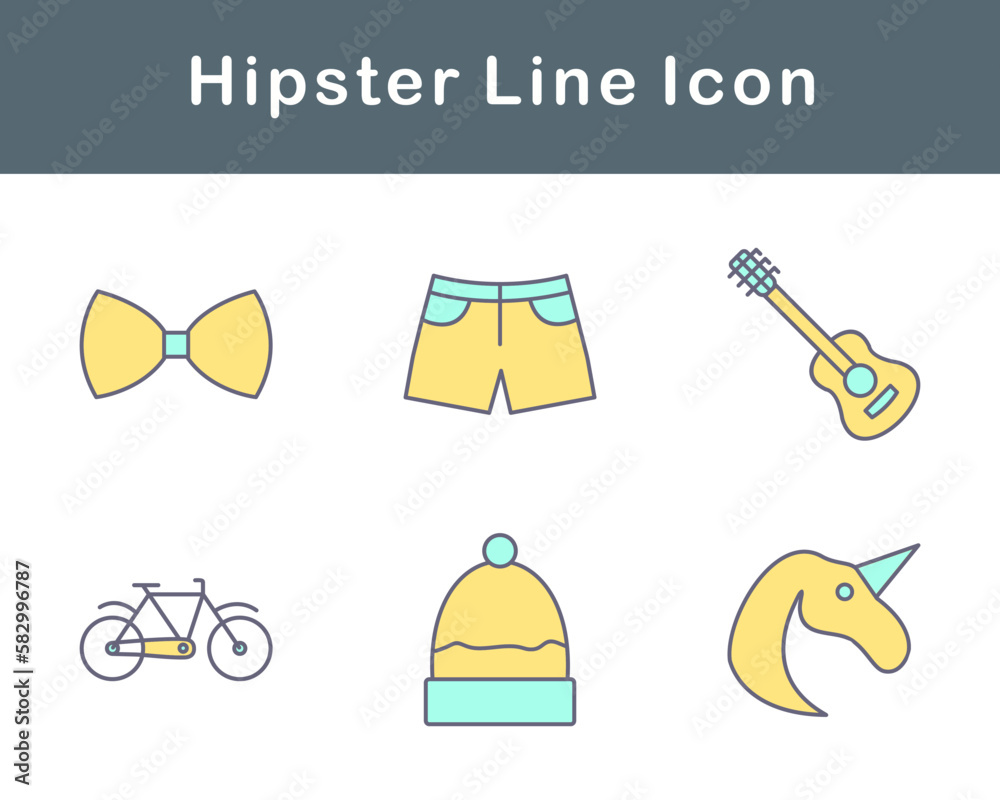 Naklejka premium Hipster Vector Icon Set