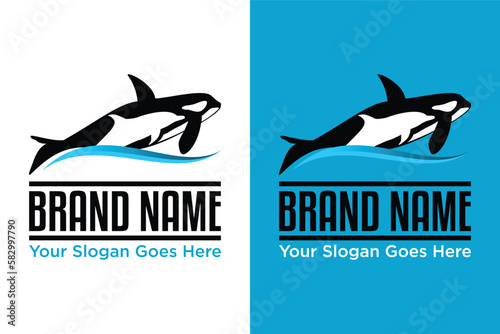simple modern Mammal whale orca dolphin illustration logo design
