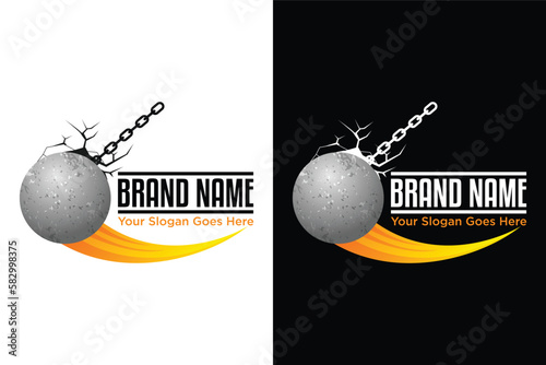 Wrecking ball Demolition of the building illustration logo design