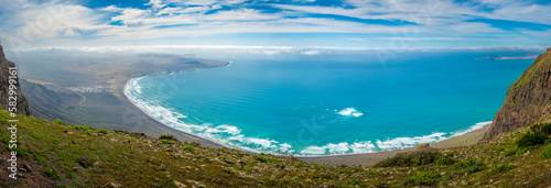 Mirador Rincon de Haria  view on the dramatic northern coastline of the Canary island Lanzarote