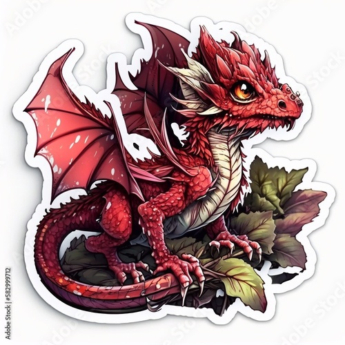 Sticker, süßer Drache, made by Ai, Ai-Art photo