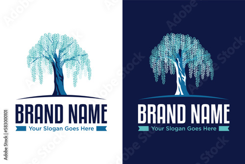 simple Illustration of Willow Tree logo design