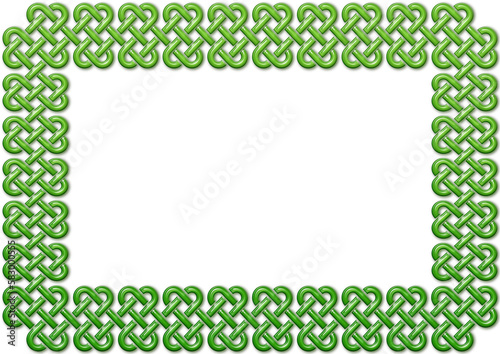 Celtic knot braided frame  green. Linear border made with Celtic knots for use in designs for St. Patrick s Day.