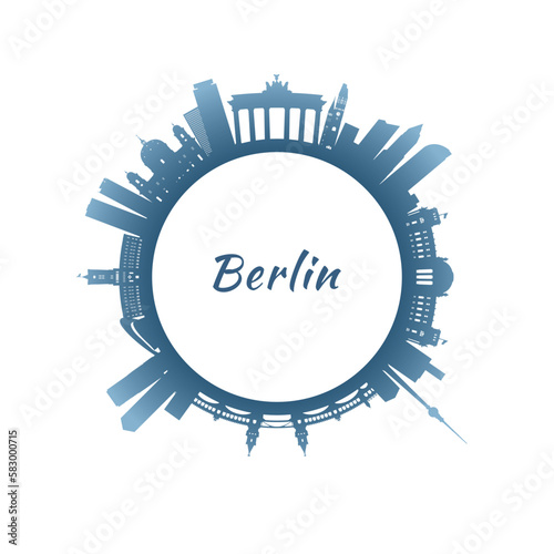 Berlin skyline with colorful buildings. Circular style. Stock vector illustration.