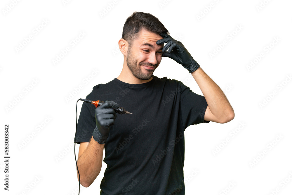 Tattoo artist caucasian man over isolated background laughing Tattoo artist caucasian man over isolated background laughing
