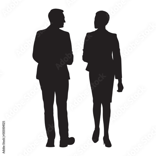 Wallpaper Mural Business people wallking and talking vector silhouette. Torontodigital.ca