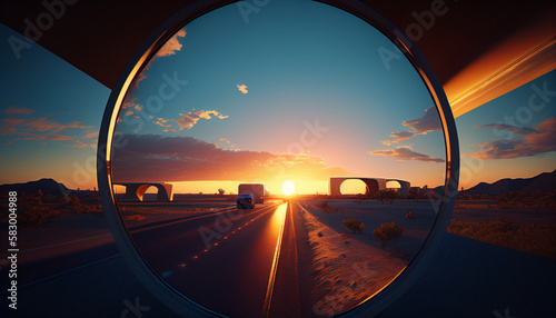 AI generates desert highway illustrations © View Stock