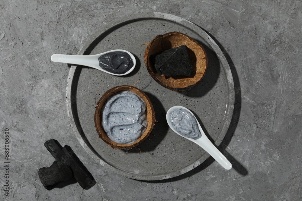 Fototapeta premium Beauty and skin care, cosmetic and charcoal