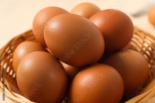 Concept of fresh and natural farm product - eggs