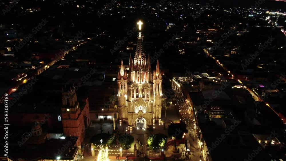 Aerial shot of the church of San Miguel de Allende Aerial shot of the church of San Miguel de Allende