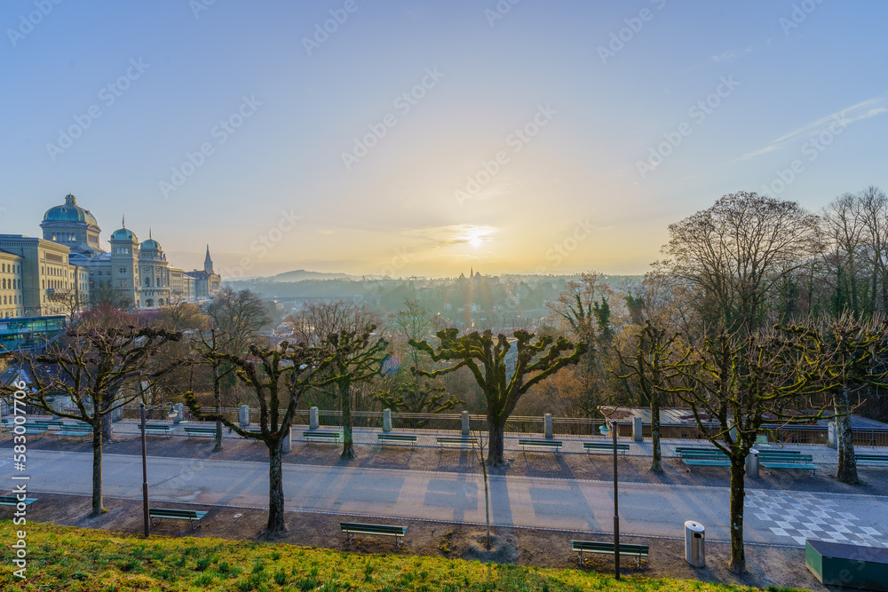 View of the city from the Kleine Schanze hill, Bern