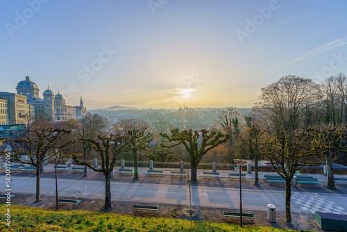 View of the city from the Kleine Schanze hill, Bern