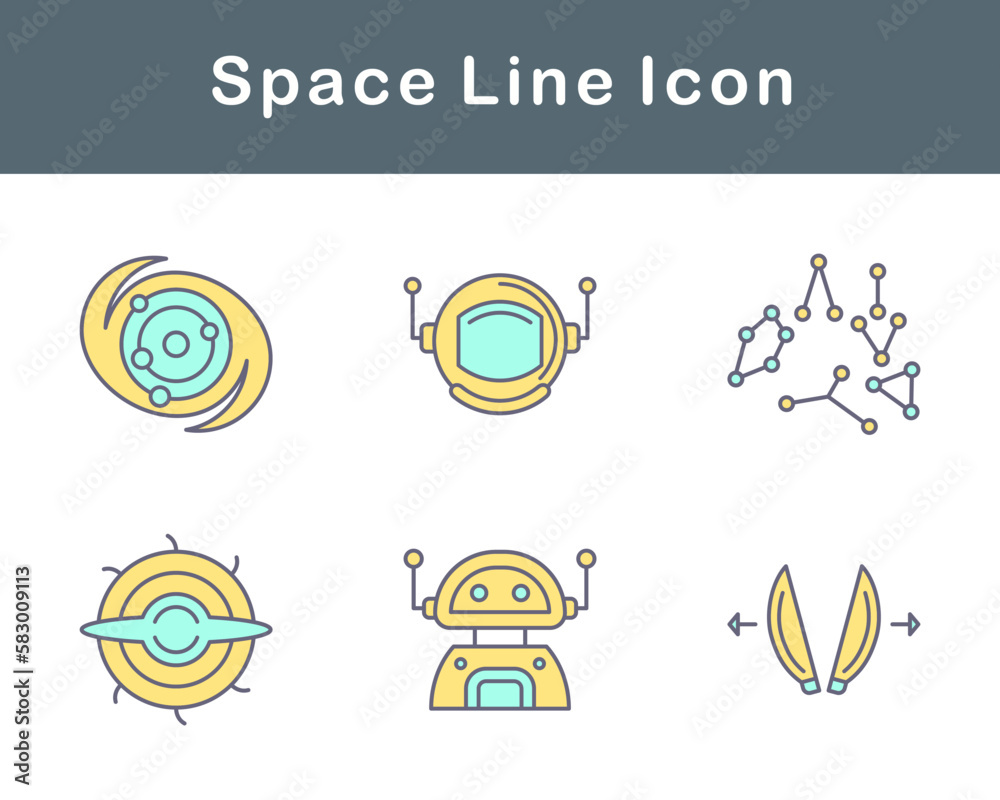 Fototapeta premium Space Vector Icon Set