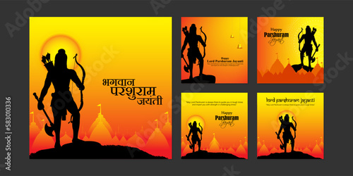 Vector illustration of Happy Lord Parshuram Jayanti social media story feed set mockup template