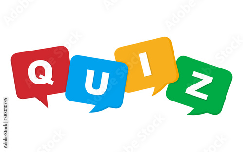 Hand holding placard with quiz text and speech bubble symbols.Vector illustration isolated on white background.
