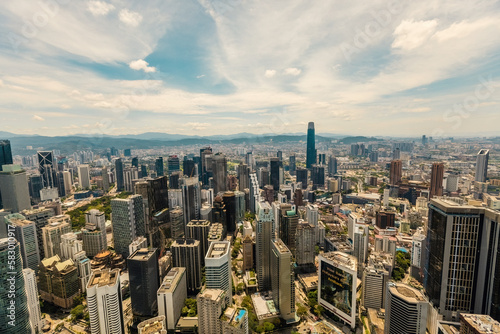 Photography Aerial view of Kuala Lumpur city from the Menara tower in Kuala Lumpur Malaysia
